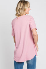 Pink Ribbed Babydoll Top