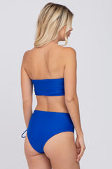 Royal Blue Strapless Lace Up Side Two-Piece Bikini Set