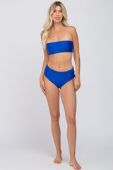 Royal Blue Strapless Lace Up Side Two-Piece Bikini Set