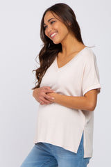 Light Pink V-Neck Maternity Tee