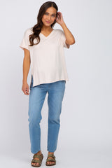 Light Pink V-Neck Maternity Tee