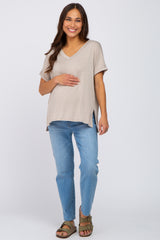 Mocha V-Neck Maternity Tee