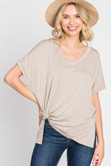 Mocha V-Neck Maternity Tee