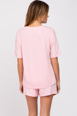 Pink Pocket Front Pajama Short Set