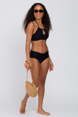 Black Crisscross Waist Maternity Bikini Bottoms