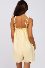 Yellow Shoulder Tie Ruffle Square Neck Romper