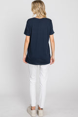 Navy Oversized Short Sleeve Top