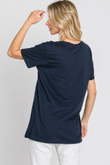 Navy Oversized Short Sleeve Top