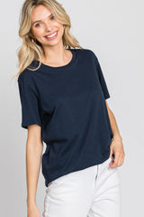 Navy Oversized Short Sleeve Top