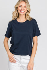 Navy Oversized Short Sleeve Top