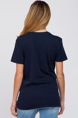 Navy Oversized Short Sleeve Maternity Top