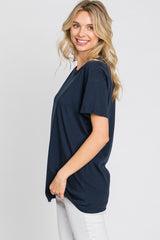 Navy Oversized Short Sleeve Top