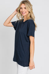 Navy Oversized Short Sleeve Top