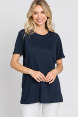 Navy Oversized Short Sleeve Top