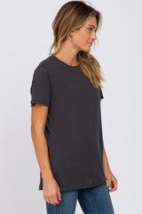 Charcoal Oversized Short Sleeve Top