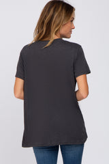 Charcoal Oversized Short Sleeve Top