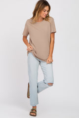 Mocha Oversized Short Sleeve Top