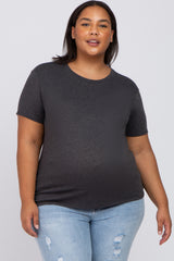 Charcoal Heathered Short Sleeve Plus Maternity Top