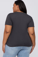 Charcoal Heathered Short Sleeve Plus Maternity Top