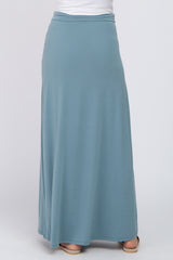 Blue Drawstring Maternity Maxi Skirt