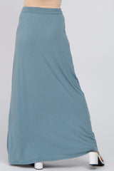 Blue Drawstring Maxi Skirt