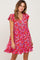 Fuchsia Floral Ruffle Accent Dress