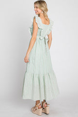 Mint Green Ruffle Accent Pinafore Midi Dress