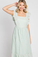 Mint Green Ruffle Accent Pinafore Midi Dress