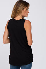 Black Sleeveless Ruched Top