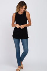 Black Sleeveless Ruched Top