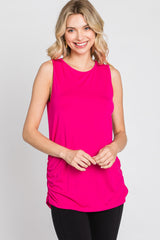 Fuchsia Sleeveless Ruched Top