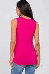 Fuchsia Sleeveless Ruched Maternity Top