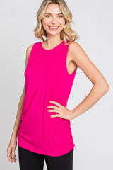 Fuchsia Sleeveless Ruched Maternity Top