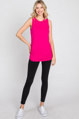 Fuchsia Sleeveless Ruched Top