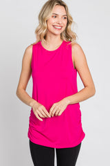 Fuchsia Sleeveless Ruched Top