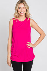 Fuchsia Sleeveless Ruched Top