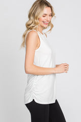 Ivory Sleeveless Ruched Top