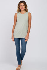 Light Green Sleeveless Ruched Top