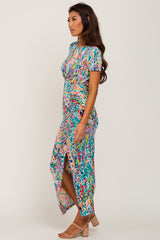 Jade Multi-Color Floral Side Slit Maxi Dress