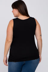 Black Ruched Side Plus Tank