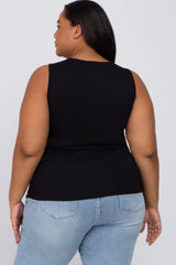 Black Ruched Side Plus Maternity Tank