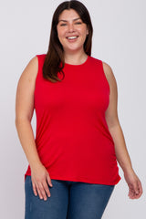 Red Ruched Side Plus Tank