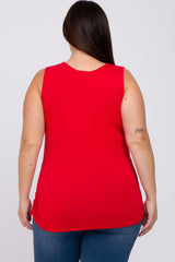 Red Ruched Side Plus Tank