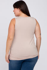 Taupe Ruched Side Plus Tank