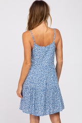 Blue Floral Tiered Mini Dress