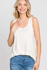 Cream Sleeveless Curved Hem Top