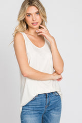 Cream Sleeveless Curved Hem Top