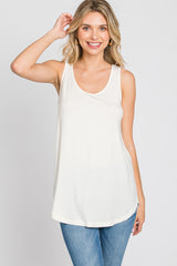 Cream Sleeveless Curved Hem Top