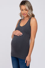 Charcoal Seamless Maternity Fitted Tank Top