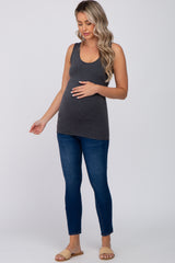 Charcoal Seamless Maternity Fitted Tank Top